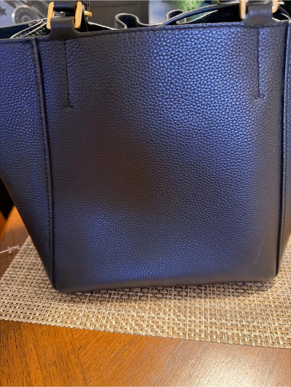 Tory Burch Black Pebbled Leather Drawstring Messenger Bucket Bag